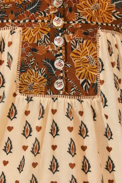  BEIGE AINIKA FLORAL LONG SLEEVE BLOUSE