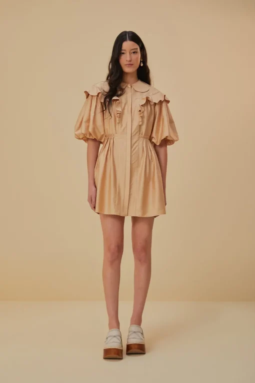  BEIGE SHORT SLEEVE MINI DRESS