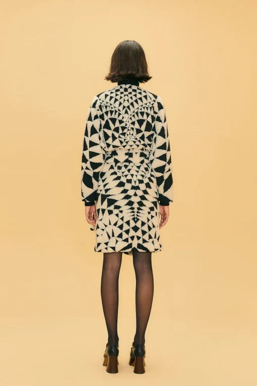  BLACK &AMP; WHITE HEART DECO MAXI FLEECE COAT