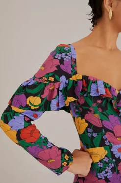  BLACK BUCOLIC GARDEN LONG SLEEVE MINI DRESS