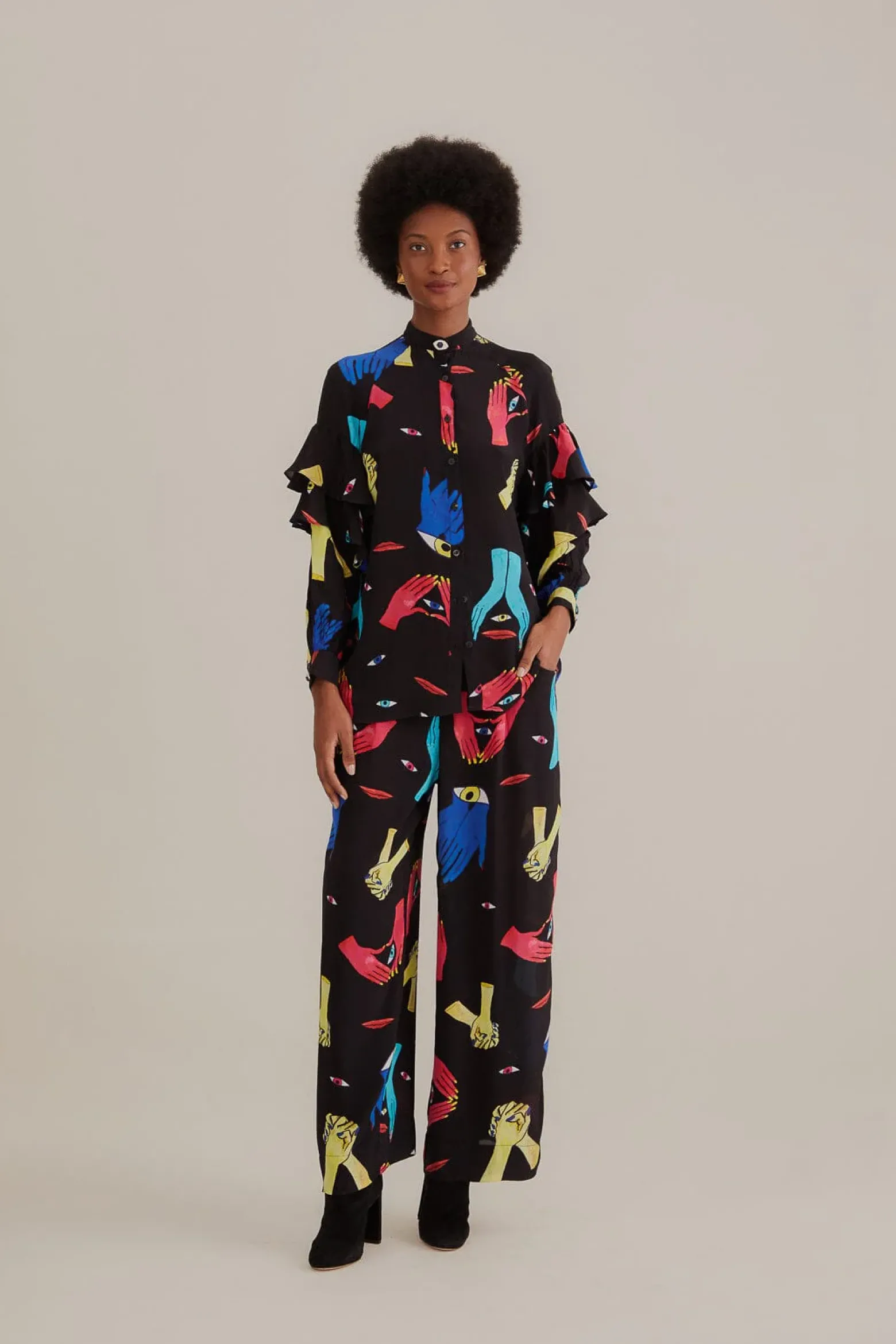 BLACK COLORFUL TOGETHER PANTS