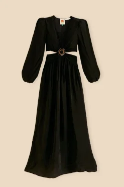  BLACK CUT OUT LONG SLEEVE MAXI DRESS
