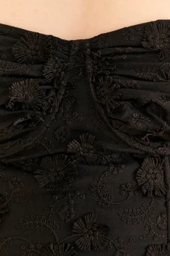 BLACK 3D FLOWER CORSET CROP TOP