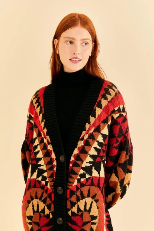  BLACK HEART DECO MAXI KNIT CARDIGAN