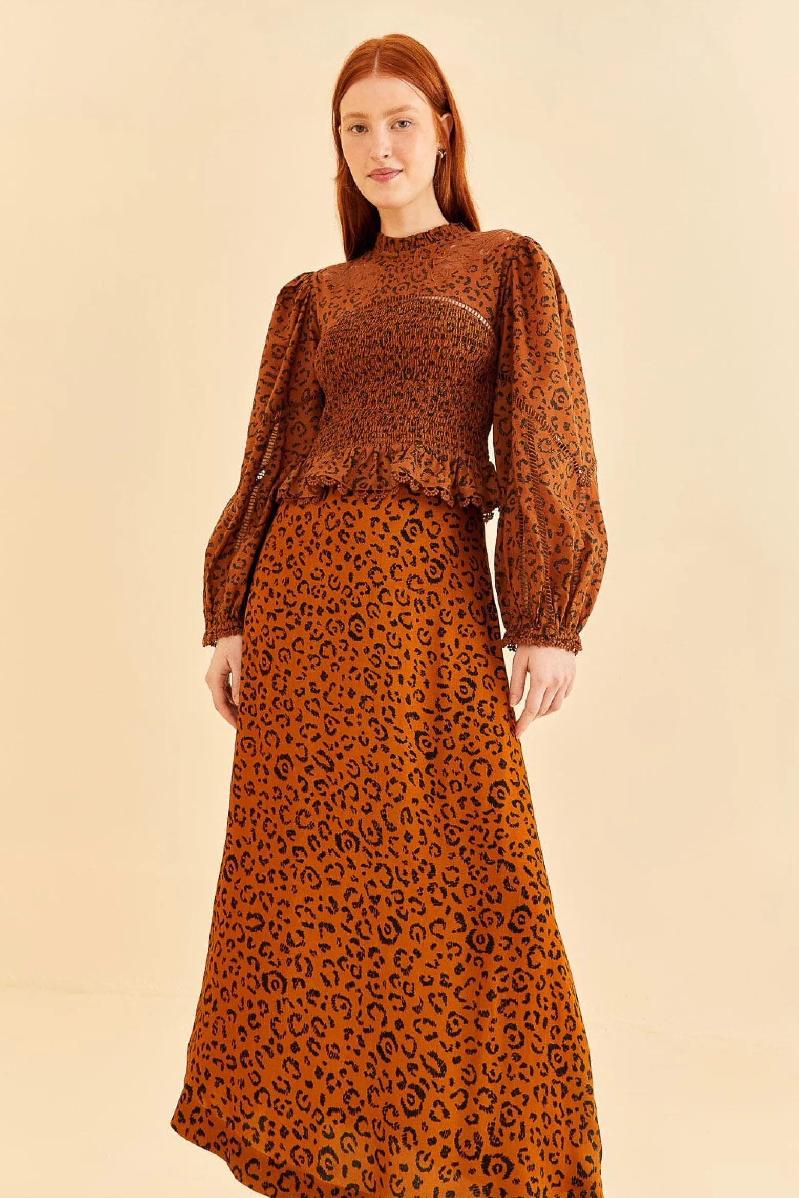 BLACK LEOPARDS TEXTURE MIDI SKIRT