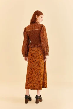 BLACK LEOPARDS TEXTURE MIDI SKIRT