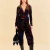  BLACK MIDNIGHT ISLAND V NECK VELVET JUMPSUIT