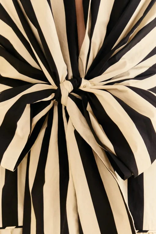  BLACK MIXED STRIPES SHORT SLEEVE MINI DRESS