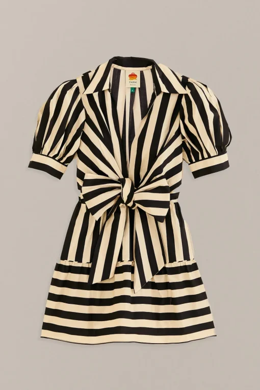  BLACK MIXED STRIPES SHORT SLEEVE MINI DRESS