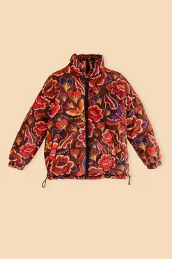  BLACK NATURE BEAUTY EMBROIDERED PUFFER JACKET