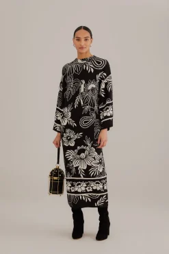  BLACK PAISLEY BLOOM KNIT DRESS