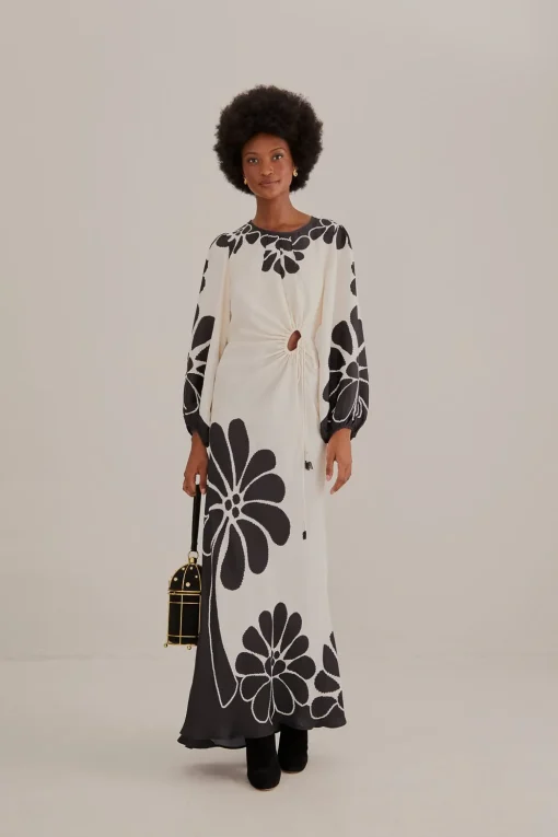  BLACK PALERMO CUT OUT  LENZING™ ECOVERO™ VISCOSE MAXI DRESS