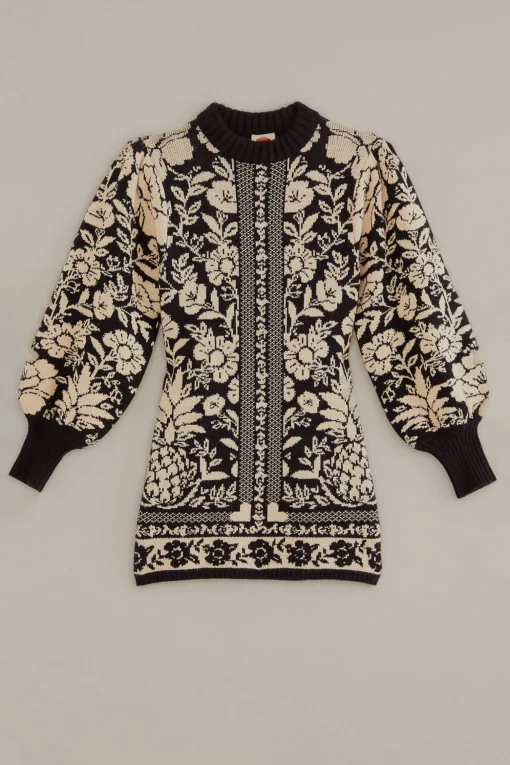  BLACK PINEAPPLE GARDEN MINI SWEATER DRESS