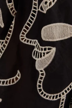  BLACK RICHELIEU FACES MINI DRESS
