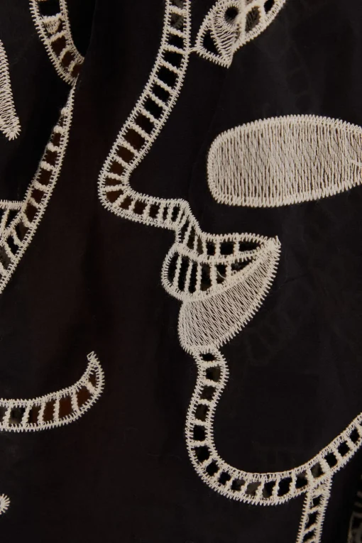  BLACK RICHELIEU FACES MINI DRESS