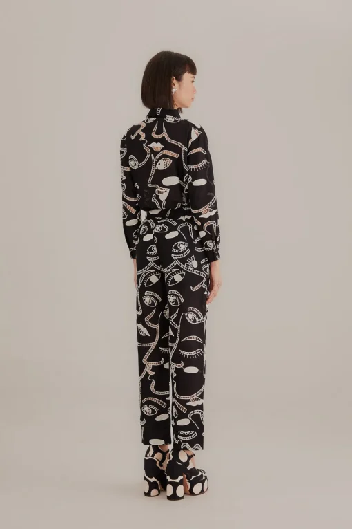  BLACK RICHELIEU FACES PANTS