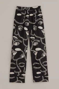 BLACK RICHELIEU FACES PANTS