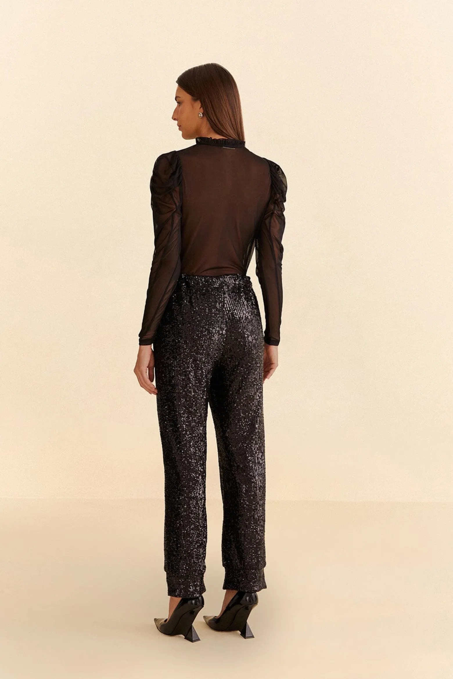 BLACK SEQUIN PAJAMA PANTS