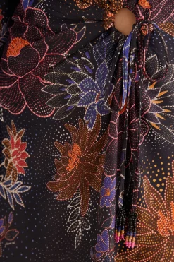  BLACK SPARKLE FLOWERS MINI DRESS