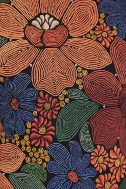  BLACK STITCHED FLOWERS LENZING™ ECOVERO™ VISCOSE MIDI DRESS