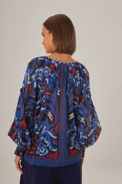  BLACK TOUCANS SCARF BLOUSE