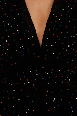  BLACK VELVET  SHORT SLEEVE MIDI DRESS