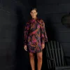  BLACK WILD HORSES BACKLESS MINI DRESS