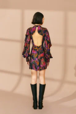  BLACK WILD HORSES BACKLESS MINI DRESS