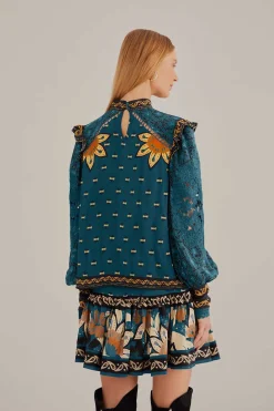  BLUE AINIKA CHILL LONG SLEEVE BLOUSE