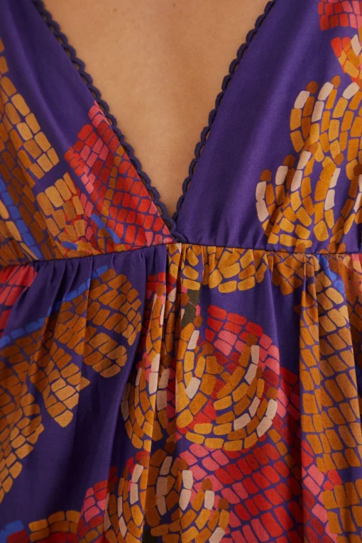  BLUE FOREST MOSAIC SLEEVELESS MAXI DRESS