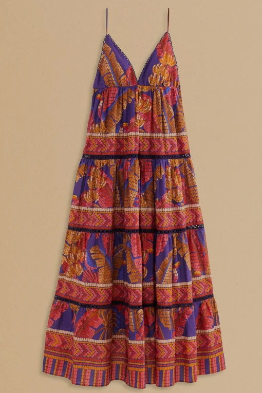  BLUE FOREST MOSAIC SLEEVELESS MAXI DRESS