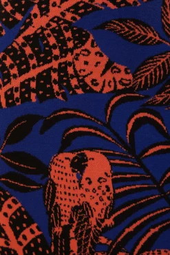 BLUE TROPICAL GOLD LONG SLEEVE DRESS