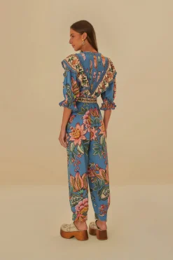 BLUE WONDERFUL BOUQUET LENZING™ ECOVERO™ EUROFLAX™ JUMPSUIT