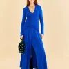  BRIGHT BLUE LONG SLEEVE MIDI DRESS