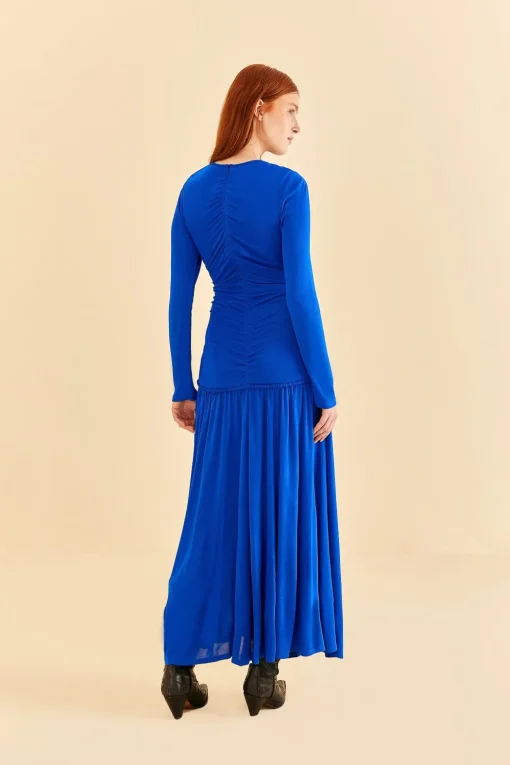  BRIGHT BLUE LONG SLEEVE MIDI DRESS