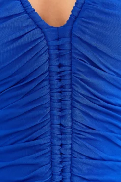  BRIGHT BLUE LONG SLEEVE MIDI DRESS