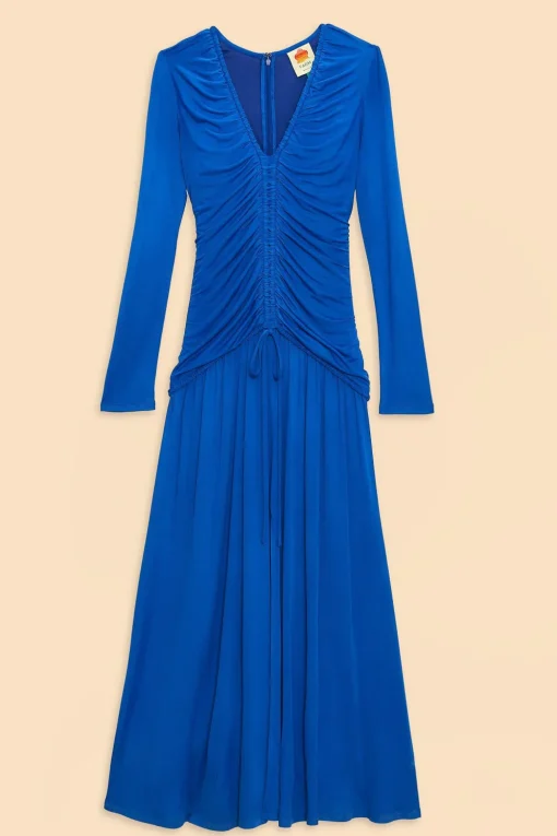  BRIGHT BLUE LONG SLEEVE MIDI DRESS
