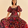  BROWN BRIGHT FLORA SHORT SLEEVE MIDI DRESS