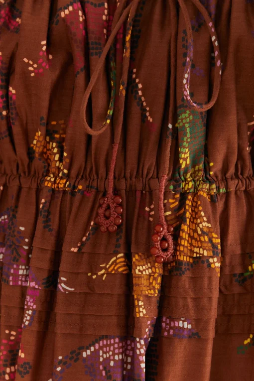  BROWN DOTTED HORSES MAXI DRESS