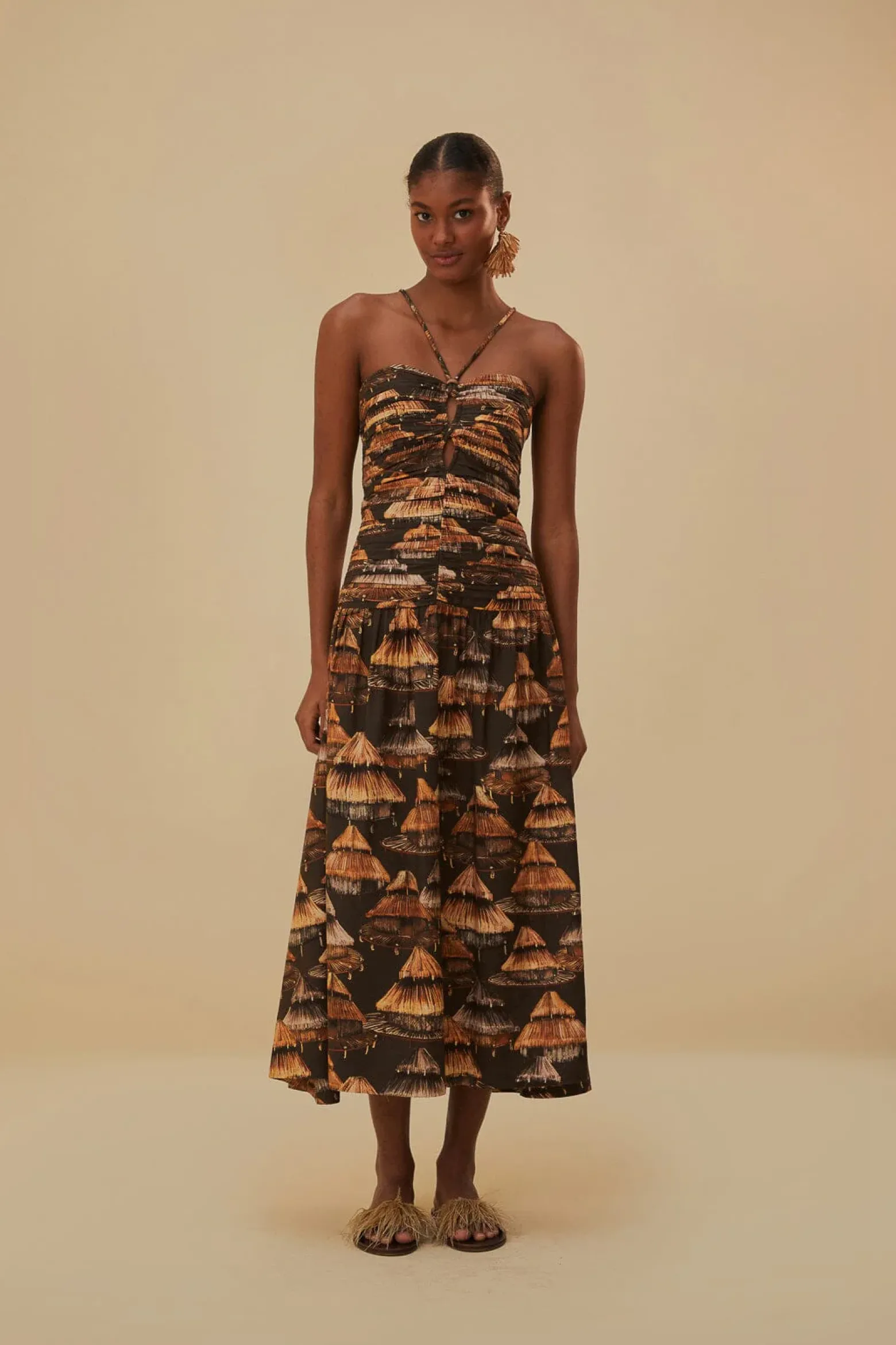 BROWN SHUHU MAXI DRESS SLEEVELESS