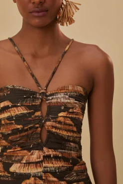 BROWN SHUHU MAXI DRESS SLEEVELESS