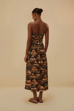 BROWN SHUHU MAXI DRESS SLEEVELESS