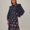 DARK BLUE AINIKA MARTINA LONG SLEEVE MIDI DRESS