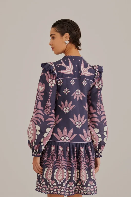  DARK BLUE AINIKA MARTINA LONG SLEEVE MINI DRESS