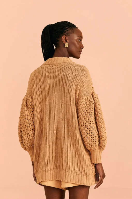  DARK SAND HANDMADE DOTS CARDIGAN