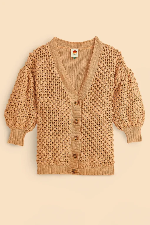  DARK SAND HANDMADE DOTS CARDIGAN