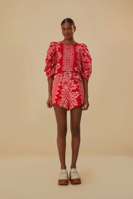  FLORA TAPESTRY RED BLOUSE