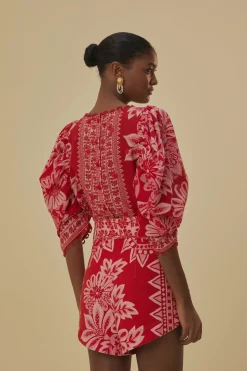  FLORA TAPESTRY RED SHORTS