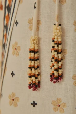 FLOWER FAN TAPESTRY OFF-WHITE WRAP MIDI SKIRT