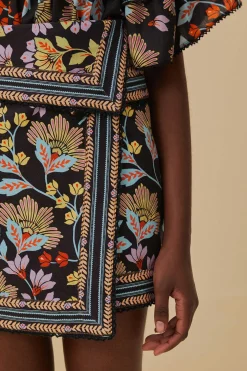  FLOWERY BLACK MINI SKIRT